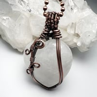 Image 1 of White Quartz Heart and Copper Wire Pendant 