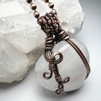 Image 3 of White Quartz Heart and Copper Wire Pendant 