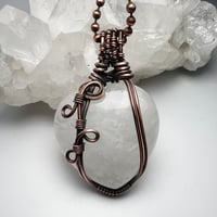 Image 2 of White Quartz Heart and Copper Wire Pendant 
