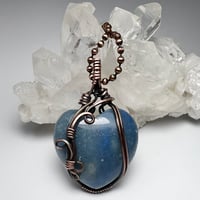 Image 1 of Blue Aventurine Heart Pendant Wrapped in Copper Wire
