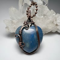 Image 4 of Blue Aventurine Heart Pendant Wrapped in Copper Wire