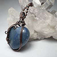 Image 3 of Blue Aventurine Heart Pendant Wrapped in Copper Wire
