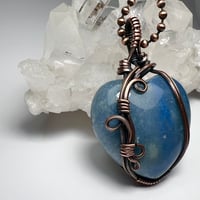 Image 5 of Blue Aventurine Heart Pendant Wrapped in Copper Wire