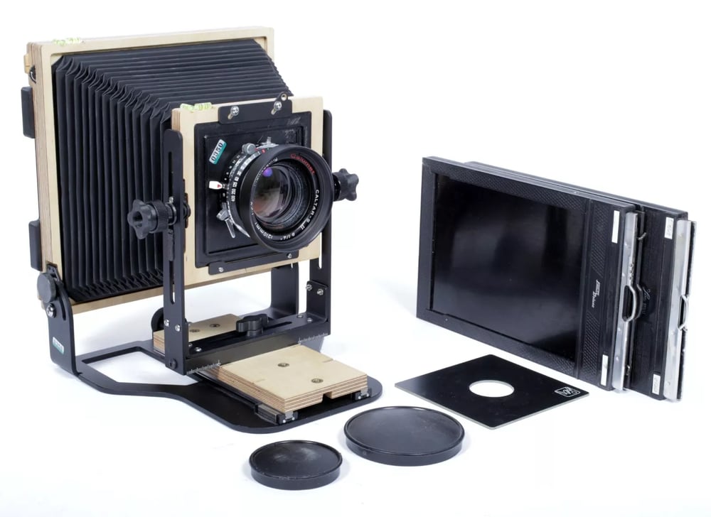 Image of Intrepid 5X7 Field camera w/ Schneider 210mm lens + holders + fresnel #0350