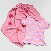 Image 4 of vintage collared tee size 10 pink and purple stripe flowers retro courtneycourtney dress twirl mini