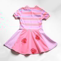 Image 2 of vintage collared tee size 10 pink and purple stripe flowers retro courtneycourtney dress twirl mini