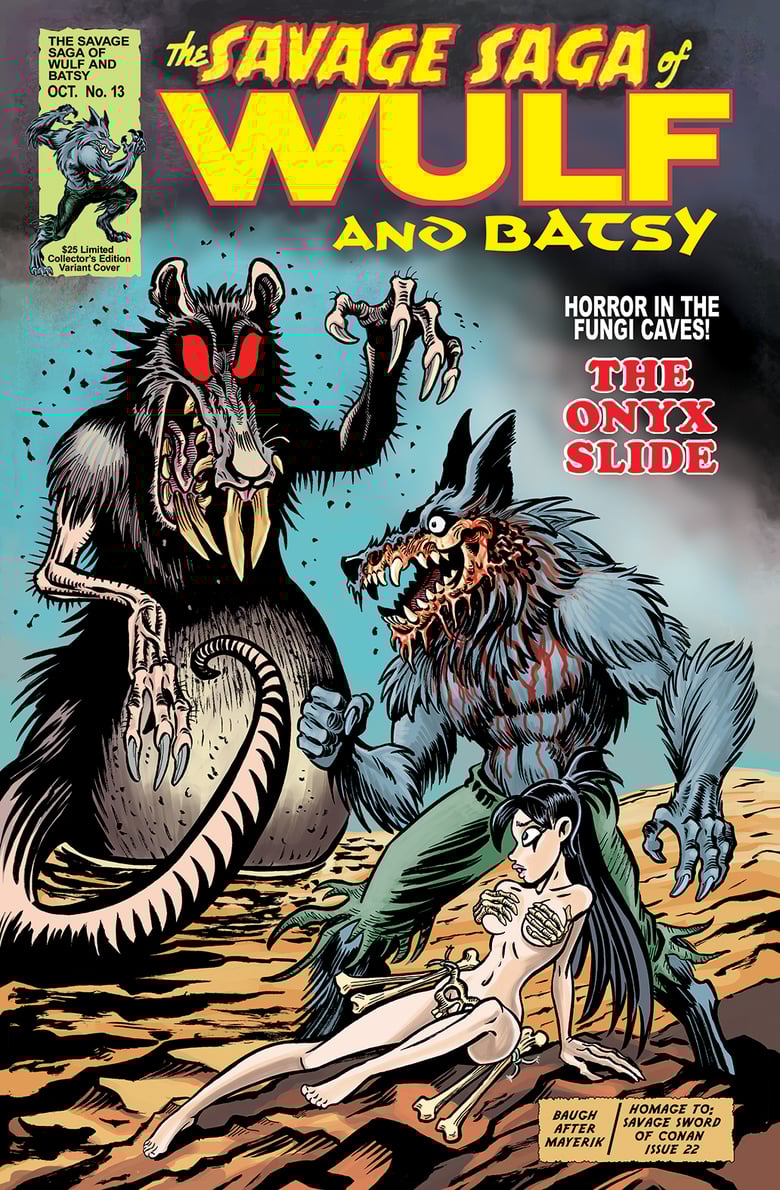 Image of Wulf and Batsy issue 13 (Variant Cover D "1970s Savage Barbarian-Style Homage")