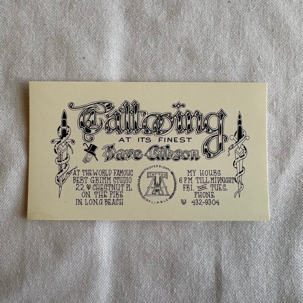 Tattooing At It’s Finest Dave Gibson Business Card 