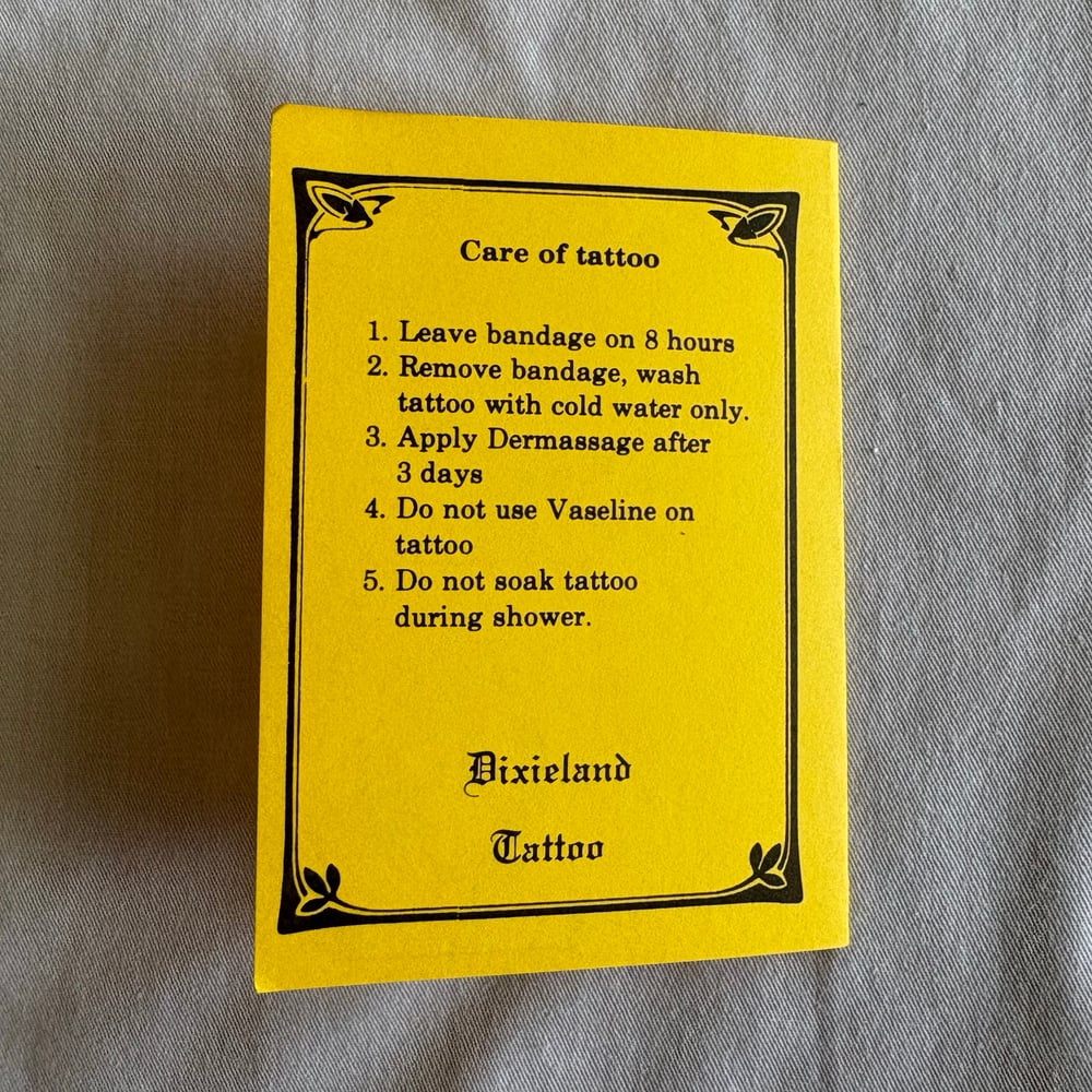 Dixieland Tattoo Trifold Aftercare Business Card 