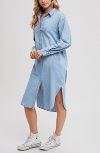 Image 2 of DENIM LONGLINE SHIRT MIDI DRESS 
