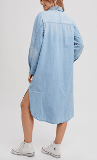 Image 3 of DENIM LONGLINE SHIRT MIDI DRESS 