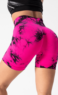 DP FITNESS FUSHIA TIE DYE WITH  SCRUNCH BUTT SHORTS