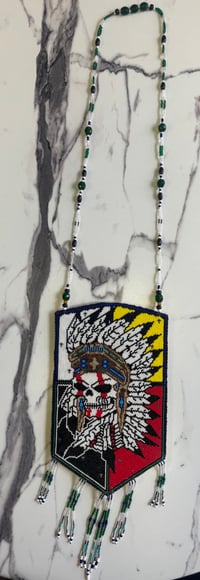 Image 2 of Beadwork Medallion - Warrior Skull