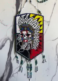 Image 1 of Beadwork Medallion - Warrior Skull