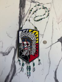 Image 5 of Beadwork Medallion - Warrior Skull