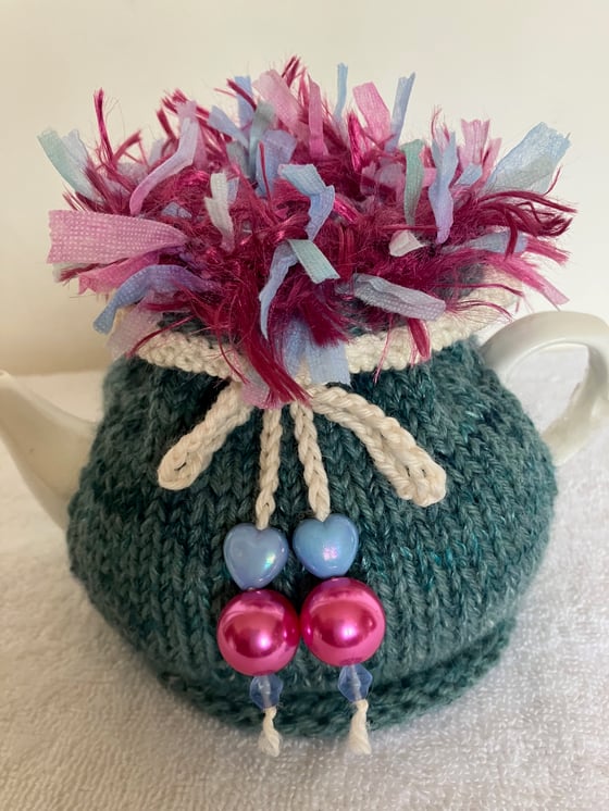 Image of small TEAL TWEED Go On! ea cosie