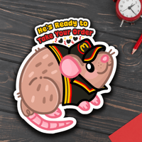 Image 1 of Fast Food Worker Rat Matte Vinyl Sticker