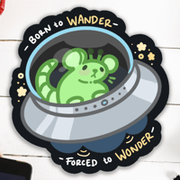 Image 1 of Born to Wander Alien Rat Glossy Vinyl Sticker