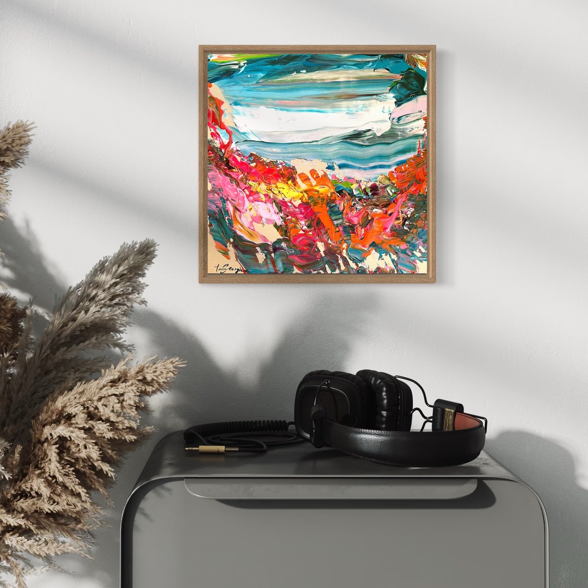 Coastal no.58' - 33x33cm, Framed | Tat Georgieva ONLINE GALLERY