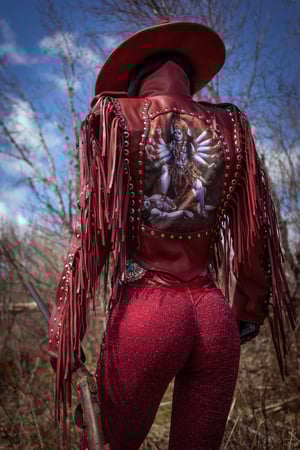 Image of Toxic Vision 'She' burgundy leather fringe jacket CUSTOM SIZE