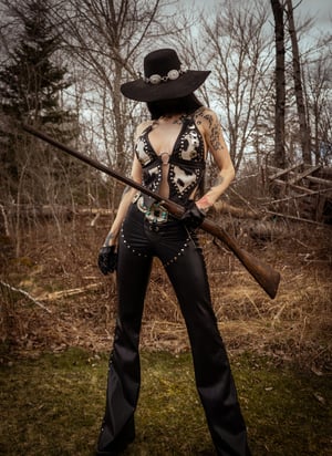 Image of Toxic Vision Cowgirls from Hell cow print top ONE OF A KIND