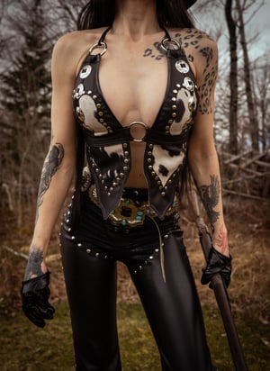 Image of Toxic Vision Cowgirls from Hell cow print top ONE OF A KIND