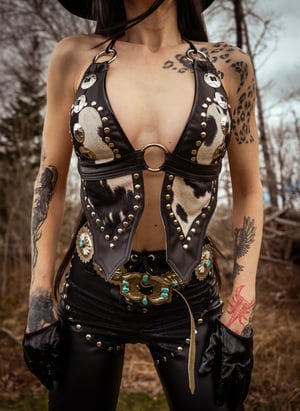 Image of Toxic Vision Cowgirls from Hell cow print top ONE OF A KIND