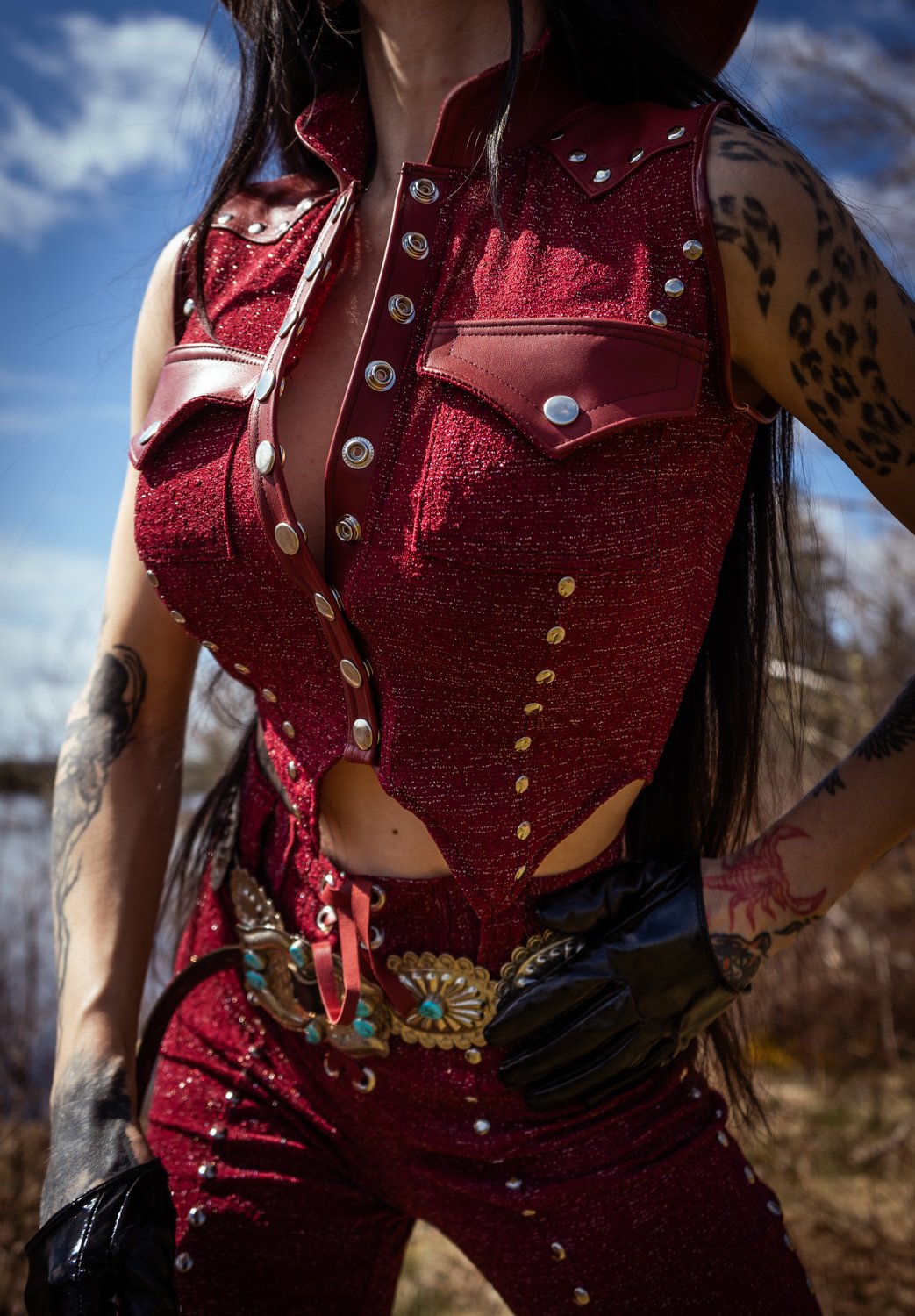 Image of Toxic Vision Cowgirls from Hell burgundy top