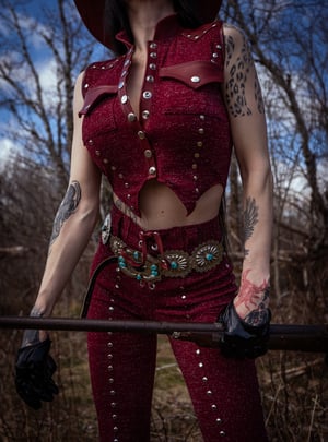 Image of Toxic Vision Cowgirls from Hell burgundy top