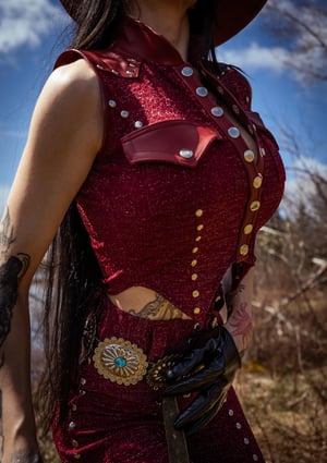 Image of Toxic Vision Cowgirls from Hell burgundy top