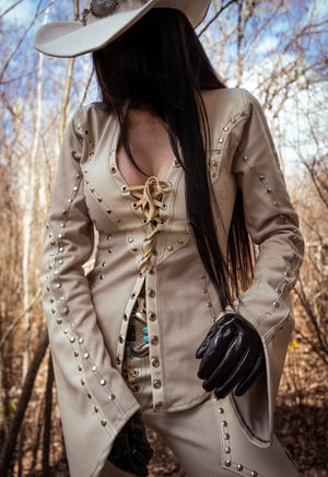 Image of Toxic Vision Cowgirls from Hell bone longsleeve top ONE OF A KIND