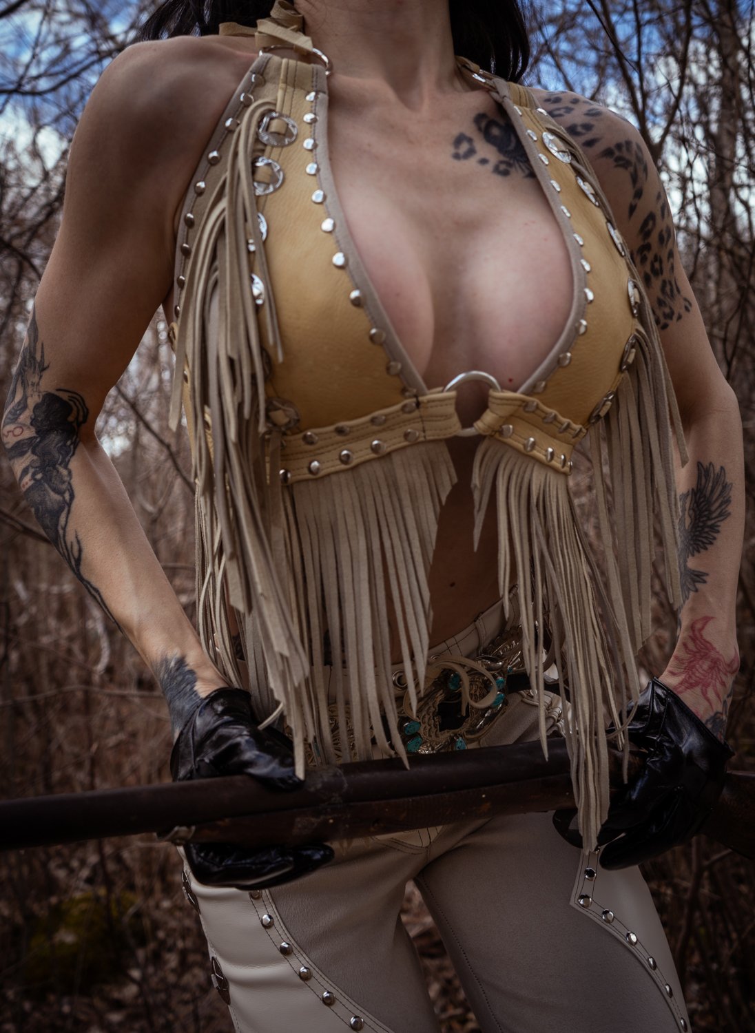 Image of Toxic Vision Cowgirls from Hell boneyard fringe top ONE OF A KIND