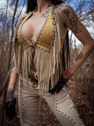 Image of Toxic Vision Cowgirls from Hell boneyard fringe top ONE OF A KIND