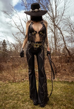 Image of Toxic Vision Cowgirls from Hell black concho pants CUSTOM SIZING