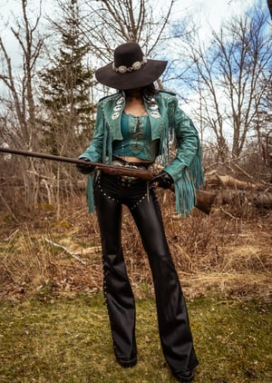 Image of Toxic Vision Cowgirls from Hell faux leather rider pants CUSTOM SIZE