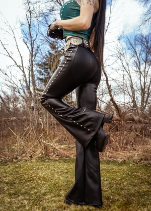 Image of Toxic Vision Cowgirls from Hell faux leather rider pants CUSTOM SIZE