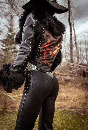 Image of Toxic Vision Cowgirls from Hell leather fluff jacket CUSTOM SIZING
