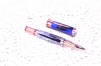 Image 10 of Blue 12 Gauge Shotgun Shell Rollerball Pen with Turkey Feathers, Antique Copper Finish, #0309