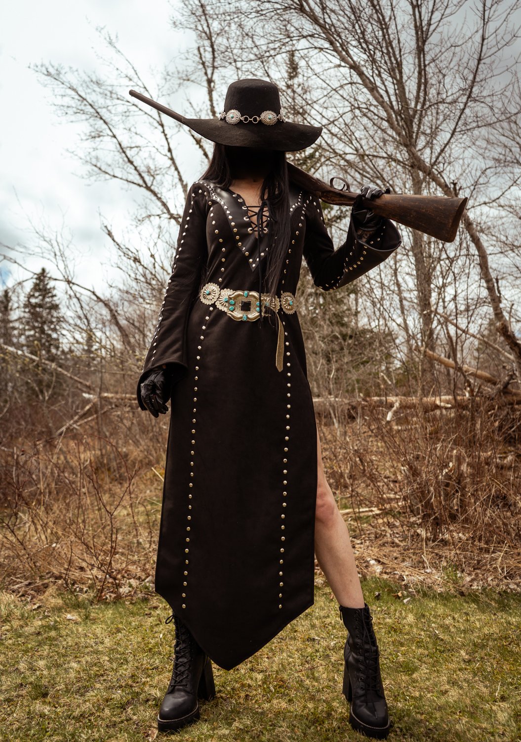 Image of Toxic Vision Cowgirls from Hell duster dress ONE OF A KIND