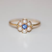 Image 1 of Pearl & Blue Sapphire  Daisy Ring