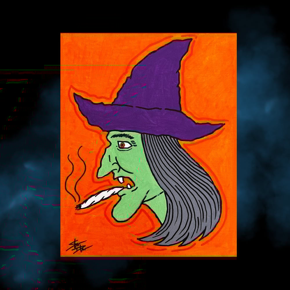 Image of "STONED WITCH" acrylic PAINTING 8" x 10"
