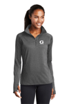 New LADIES Embroidered Quarter zip pullover - Heather Gray