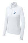 New LADIES Embroidered Quarter zip pullover - White
