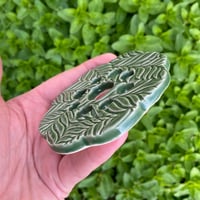 Image 2 of Green Embossed Ceramic Flower Arranging Frog (9 hole)