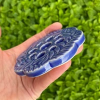 Image 2 of Blue Embossed Ceramic Flower Arranging Frog (9 hole)