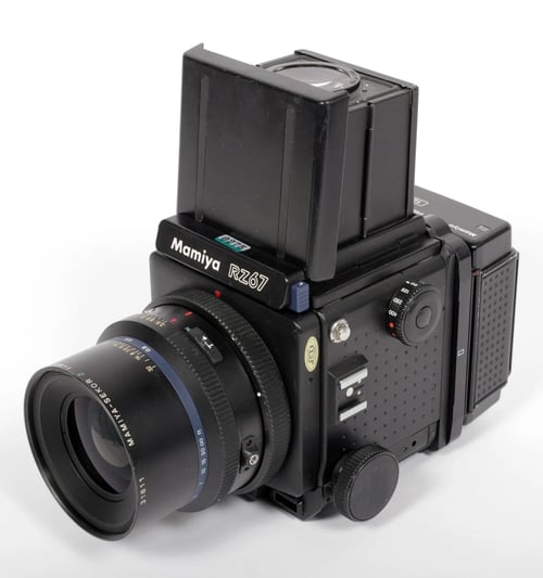 Image of Mamiya RZ67 Pro 6X7 medium format camera w/ Z 90mm F3.5 W lens + WLF + 120 back #0275