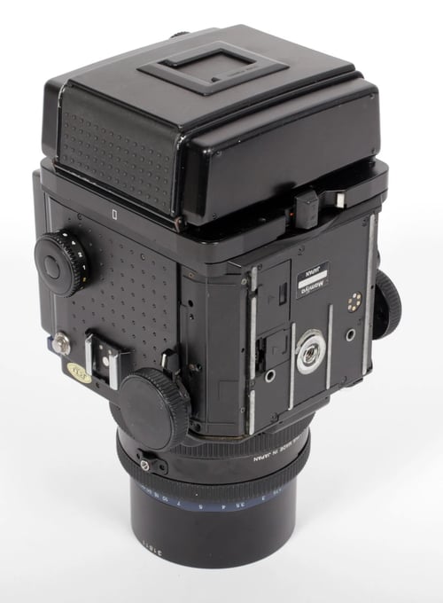 Image of Mamiya RZ67 Pro 6X7 medium format camera w/ Z 90mm F3.5 W lens + WLF + 120 back #0275