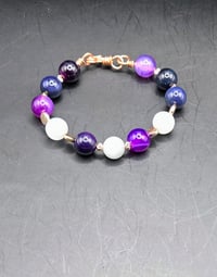 Image 2 of Purple Agate and White Cat's Eye Stone Bracelet 