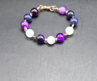 Image 3 of Purple Agate and White Cat's Eye Stone Bracelet 
