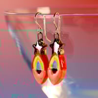 Image 2 of White Gold Star Rainbow Heart Earrings